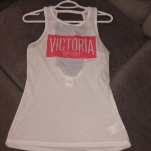 VS Sport white tank with strappy back